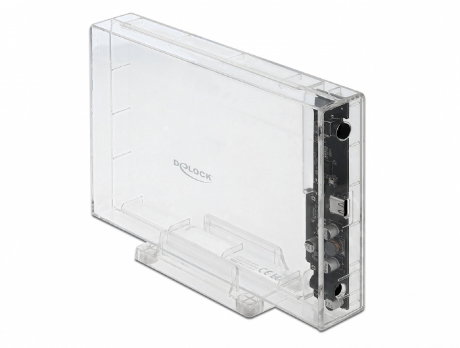 Imagine Rack extern USB-C 3.1 pentru 3.5" SATA HDD / SSD transparent, Delock 42623